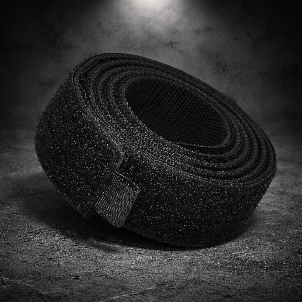 close up of tactical inner belt hook and loop velcro material showing durability and strong fastening surface